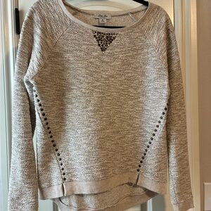 Lucky Brand cream/ gold Sweater with Stud Accents